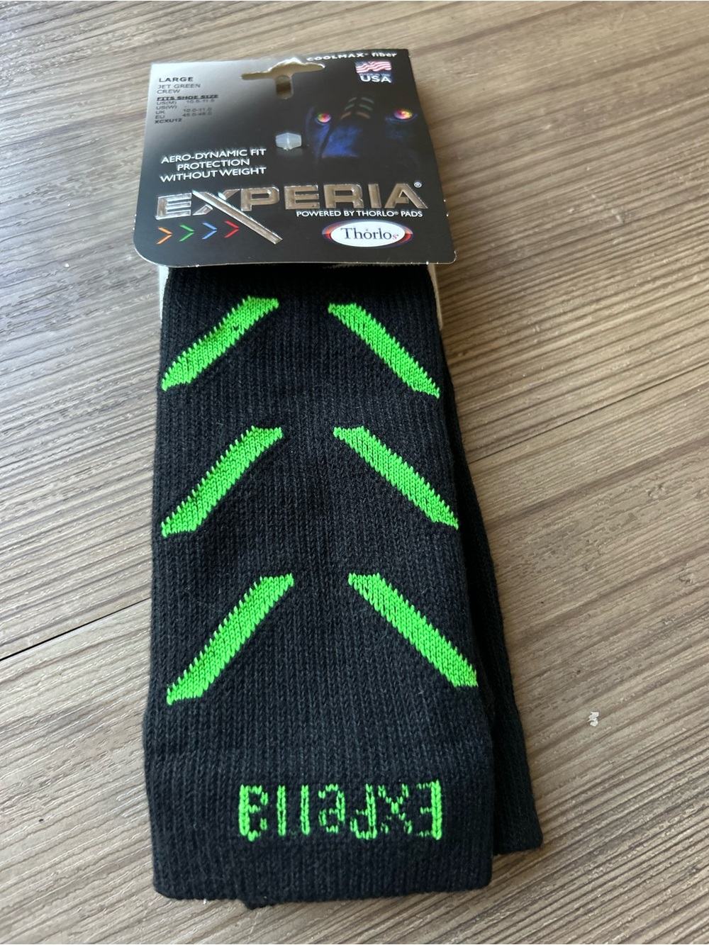 thor Black Athletic Socks with Neon Green Accents. Size 10.5-11